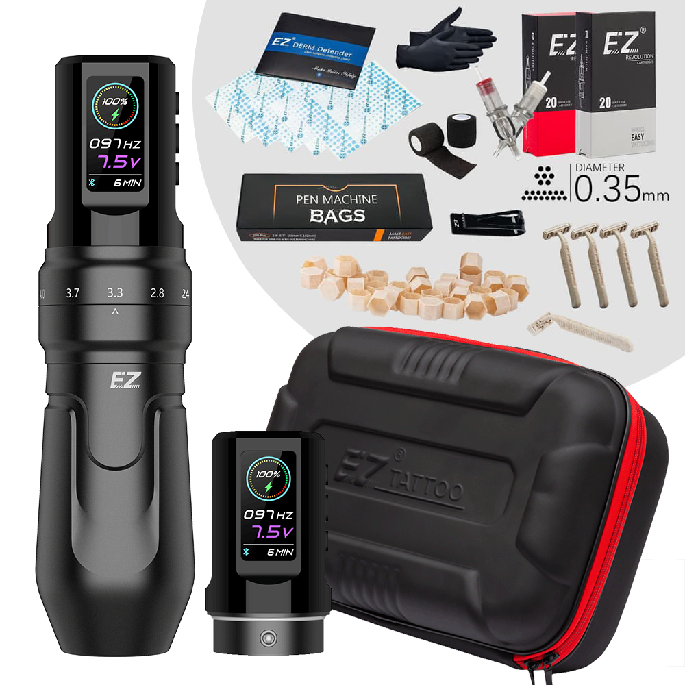 EZ P3 Pro Adjustable Stroke Wireless Tattoo Pen Advanced Bundle - GO TATTOO SUPPLY